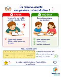 fournitures scolaires droitiers gauchers
